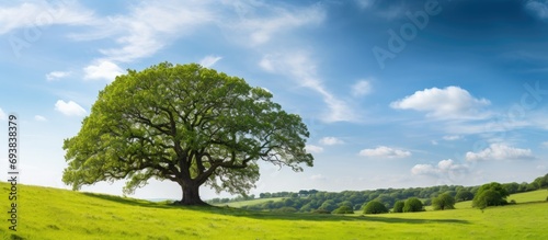 Fully grown oak tree in the Sussex countryside. photo