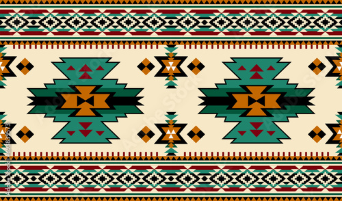 Carpet tribal pattern art. Geometric ethnic seamless pattern traditional. American, Mexican style. Design for background, wallpaper, illustration, fabric, clothing, carpet, textile, batik, embroidery.