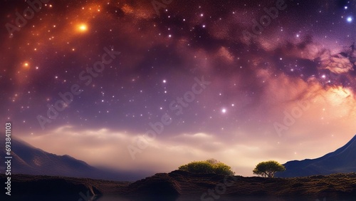 Yoga health and wellness meditation galaxy background © Young