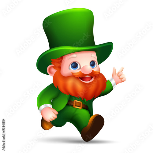 Running Leprechaun, Saint patrick day , 3D Cartoon  element design 