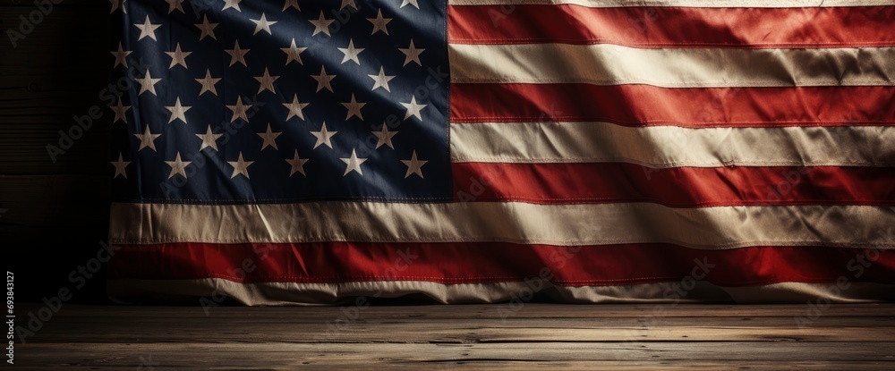 Obraz premium Old American Flag On Antique Wooden, HD, Background Wallpaper, Desktop Wallpaper