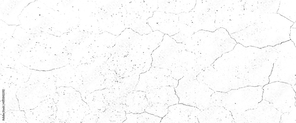 Vector grunge cracked texture Transparent background.