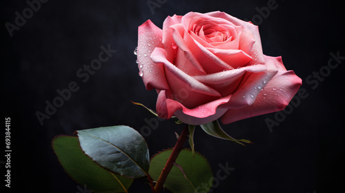 Pink rose on a dark background