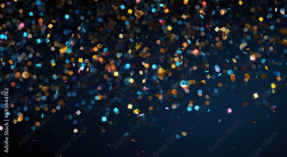 rainbowcolored glow and falling confetti glitter - obrazy, fototapety, plakaty 