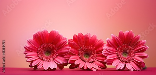 pink gerbera daisies on a pink background
