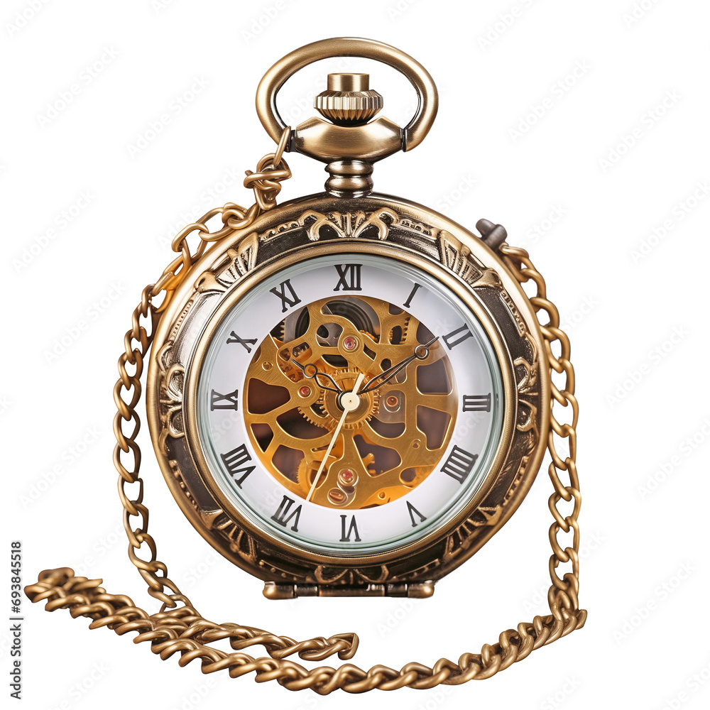Fototapeta premium Antique pocket watch, golden retro pocket clock