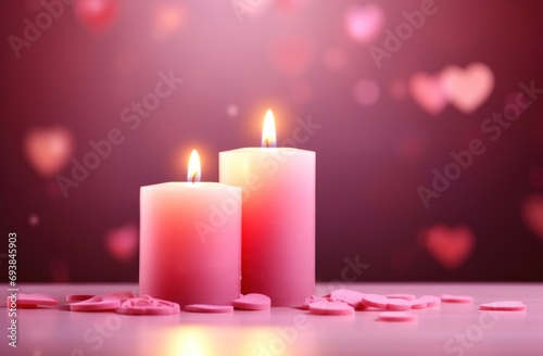 two light pink candles are sitting next to each other