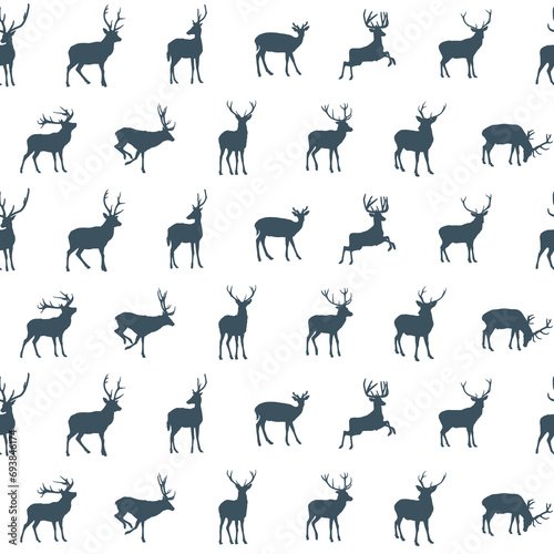 The seamless background with forest deer.
