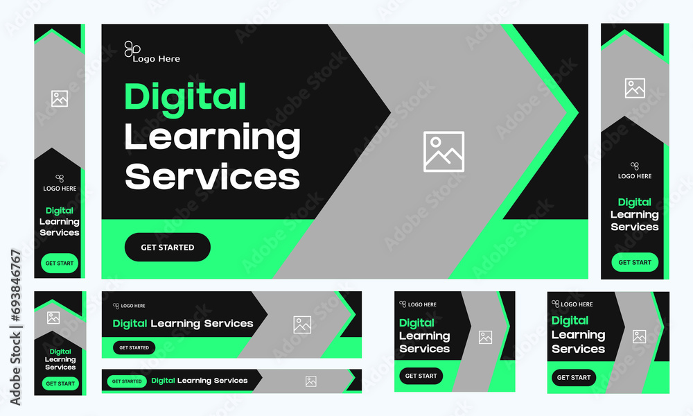 Editable vector eps digital learning concept web set banner design for social media post, learning banner, education system, vector eps 10 file format Editable vector eps digital learning concept web set banner design for social media post, learning banner, education system, vector eps 10 file format