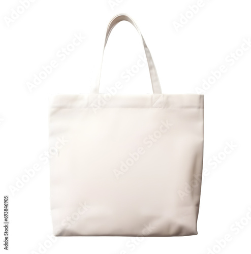Mock up of pure white tote bag on transparent background photo