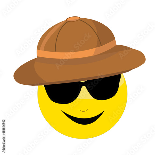 Illustration reflétant l'émotion et l'humeur d'un visage	sous chapeau d'explorateur