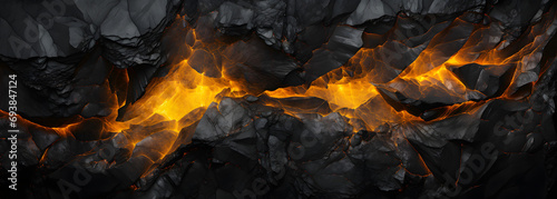 the black and gold volcanic rocks texture and smoke