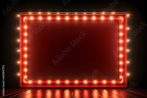 red light billboard frame  template  on dark background