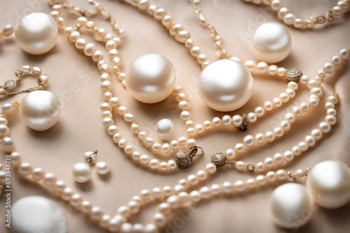 Pearls a necklace on a silk fabric