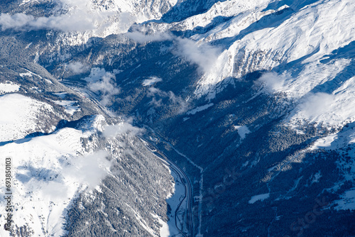 Der Brennerpass mit der Brenner Autobahn  aus 5000 Meter Höhe photo