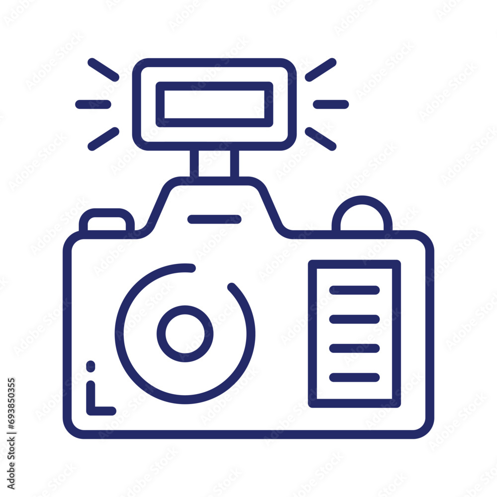 Photo camera with lens and button showing concept icon of photography in trendy style Photo camera with lens and button showing concept icon of photography in trendy style