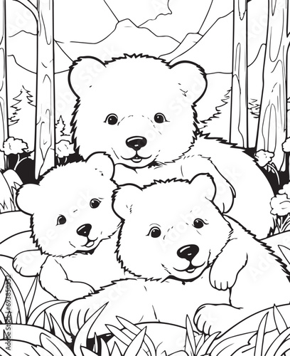 cute hand drawn bear coloring book illustration