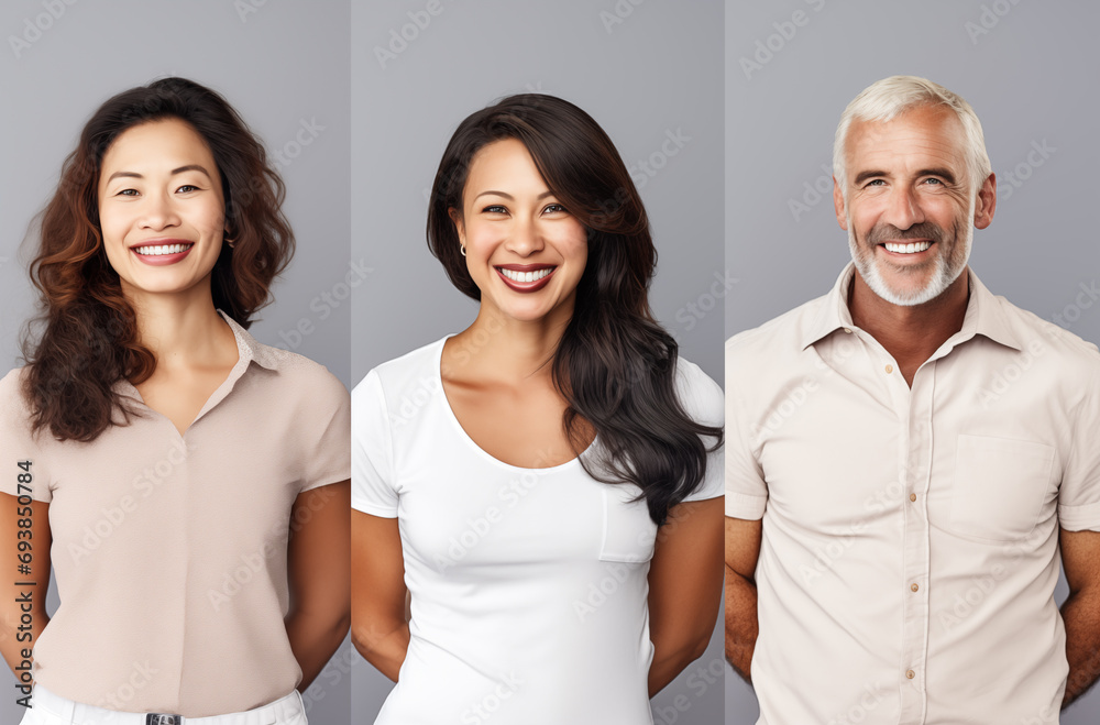 Diverse group of people with joyful expressions