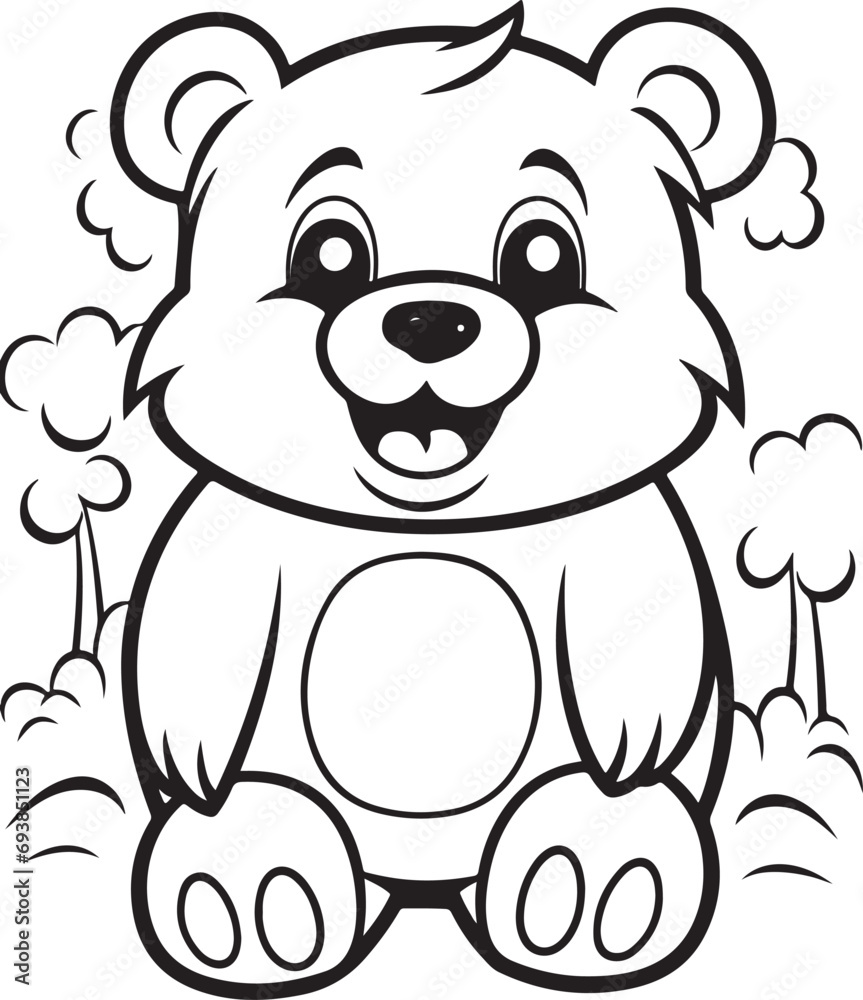 cute hand drawn bear coloring book illustration cute hand drawn bear coloring book illustration