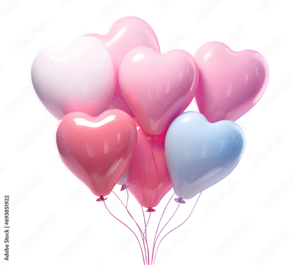 Pink heart shape balloons isolated on transparent background Pink heart shape balloons isolated on transparent background