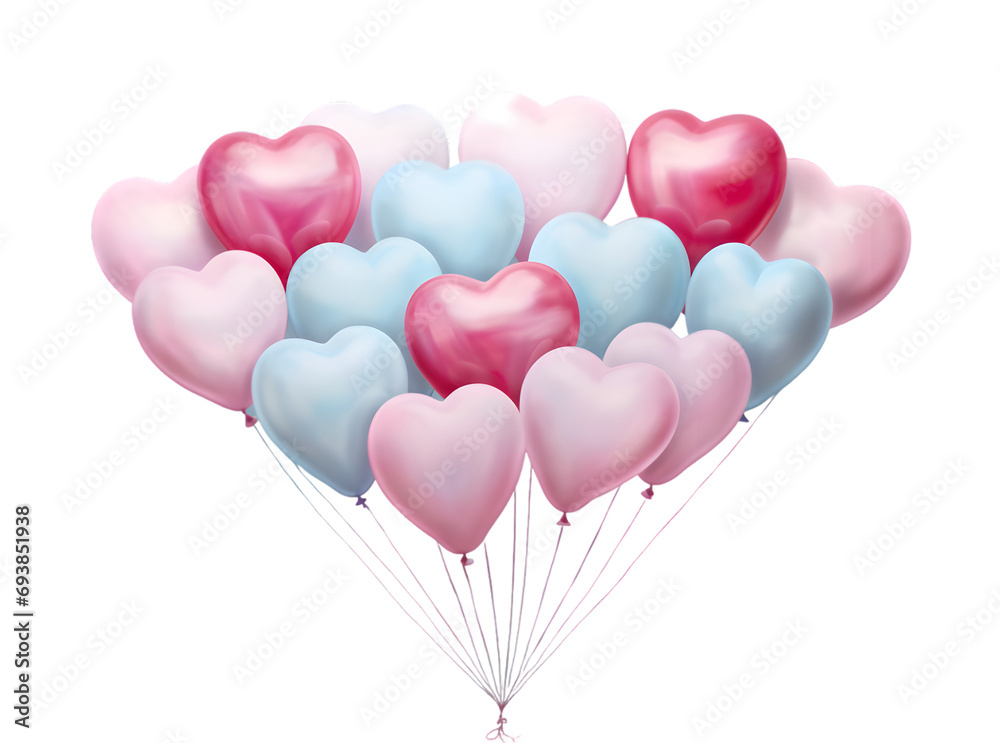 Pink heart shape balloons isolated on transparent background Pink heart shape balloons isolated on transparent background