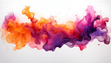 the colorful smoke is floating in the air on white background