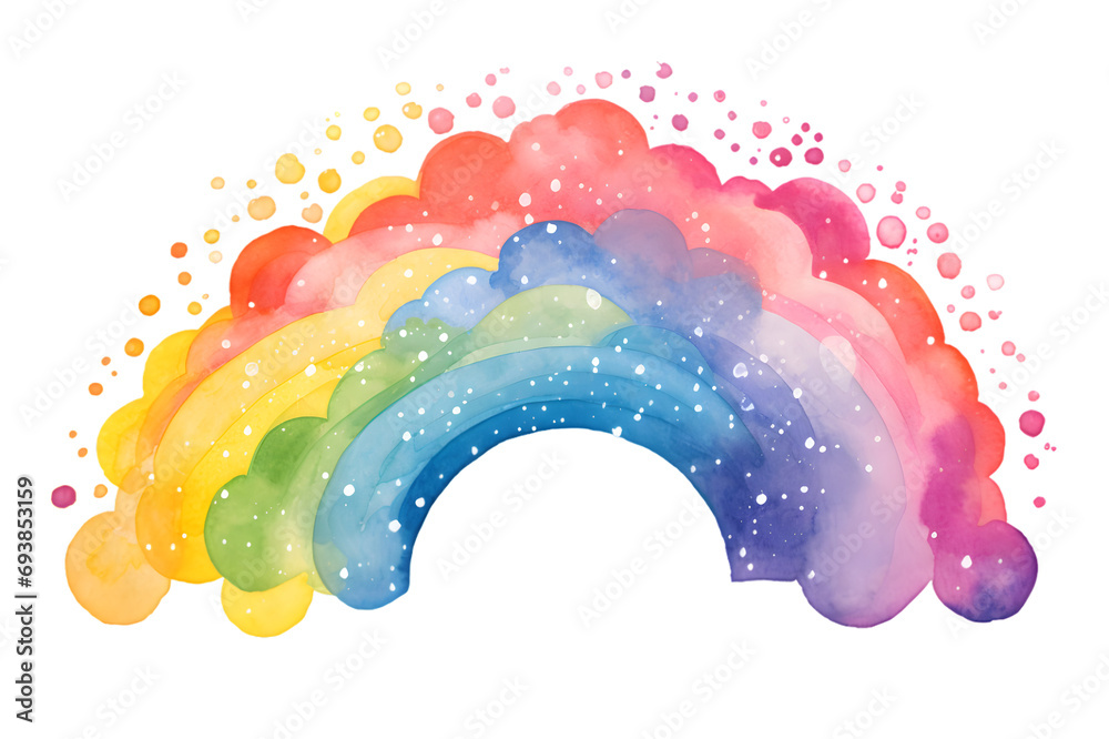 Watercolor cute Rainbow on transparent background Stock Illustration ...