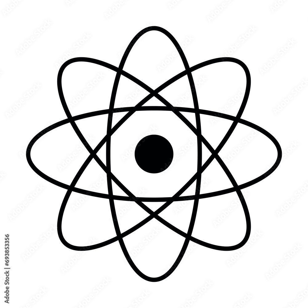 Atom vector black icon on white background Atom vector black icon on white background