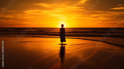 Silhouette of a person on the beach sunset