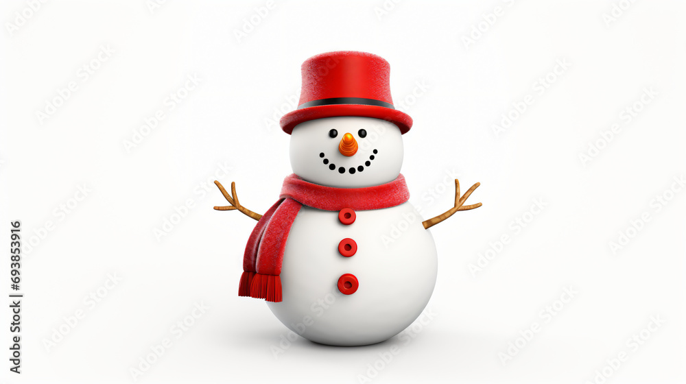 Snowman Illustration on White Background
