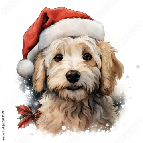 vintage watercolor Christmas Cute dog clipart for christmas decoration transparent background PNG