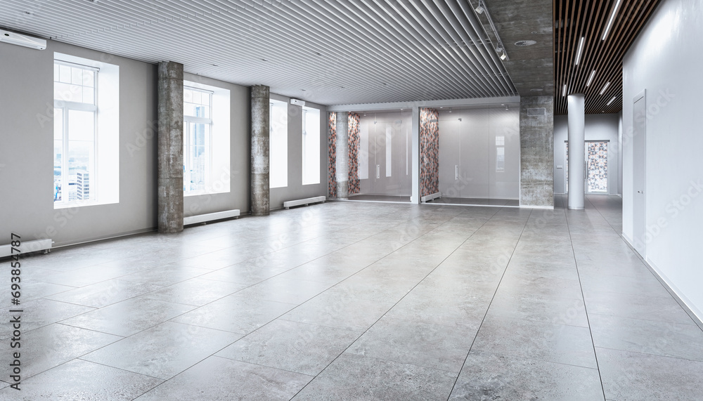 Office in Design: Empty Open Office Area - 3d visualization Office in Design: Empty Open Office Area - 3d visualization