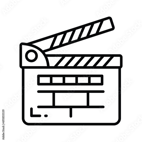 Movie clapper board, filmmaking device icon in modern style, ready to use vector