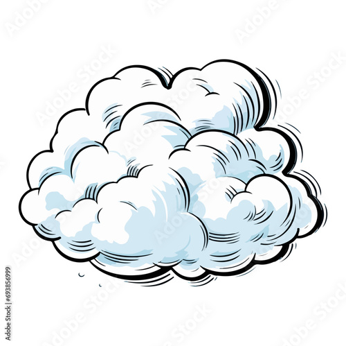 clouds in hand drawn vintage retro style. Cartoon design elements. Vector illustration