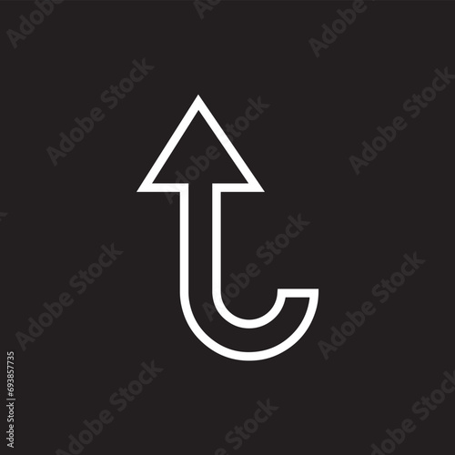 Directional arrow icon vector. Turn icon sign symbol vector. Arrow up vector icon illustration isolated on black background