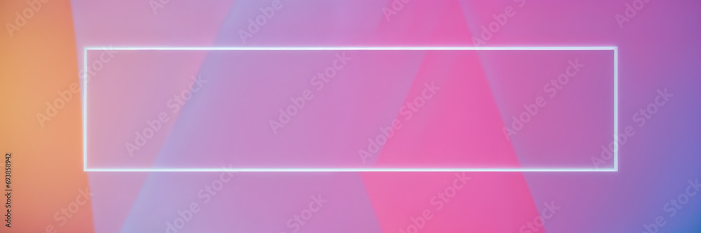 white outline of a rectangle on a blurred background in pastel colors