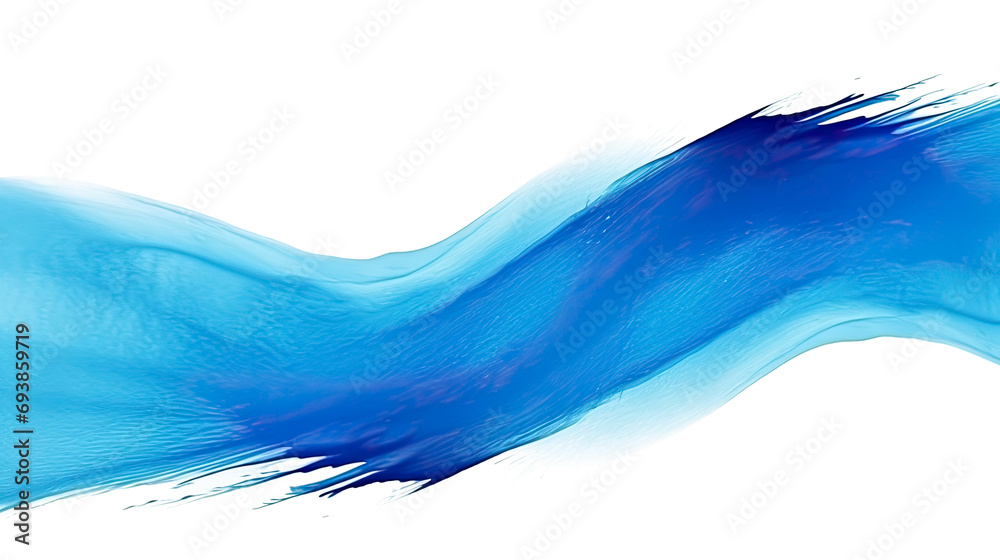 Blue paint brush strokes in watercolor isolated on a transparent background. - obrazy, fototapety, plakaty 