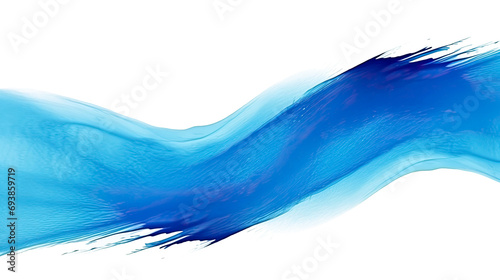 Blue paint brush strokes in watercolor isolated on a transparent background.