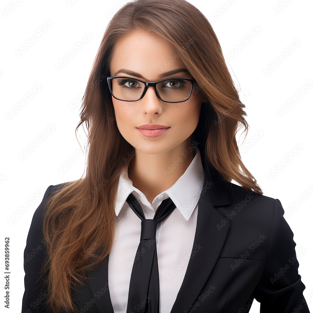 Business woman portrait isolated on a transparent background.