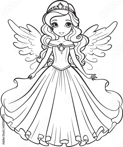 barbie fairies hand drawn coloring page isolated 
