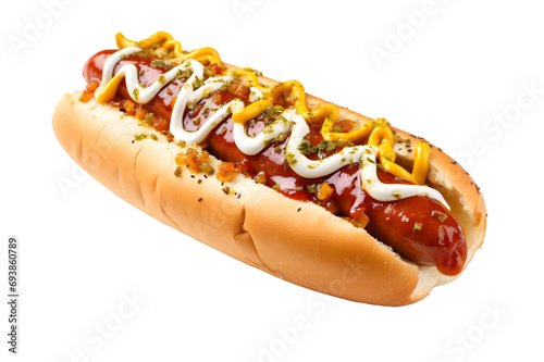 Delicious hotdog isolated on transparent background