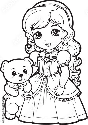 barbie fairies hand drawn coloring page isolated 
