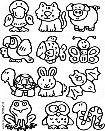 hand drawn cute animal for templates