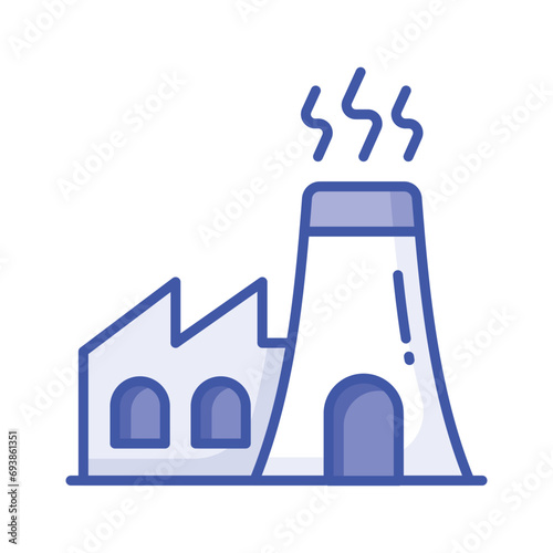 Manufacturing Plant, building with chimney showing concept icon of power plant or industry vector