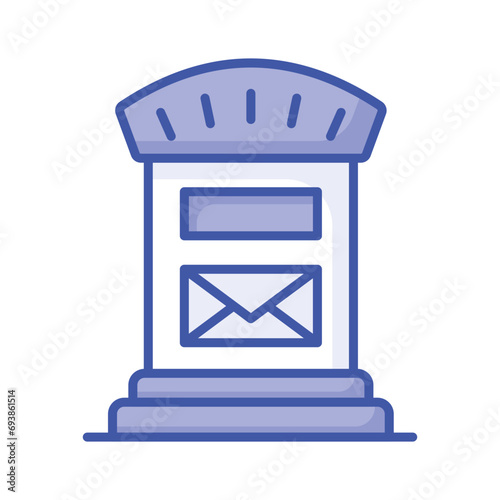 An icon of postal box, mail box vector design, postbox icon