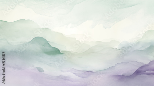 Abstract Artistry: A Sage Purple and Green Watercolor Symphony © 대연 김