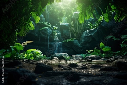 green tropical jungle with beautiful landscapes
