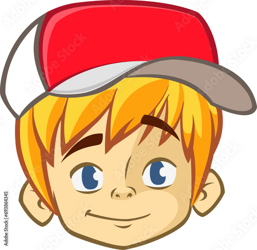 Cartoon small boy. .Vector illustration of young teenager outlined. Boy head drawing
