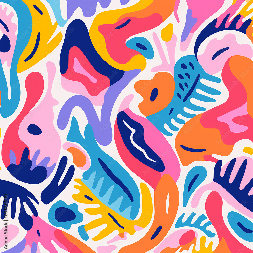 hand drawn colorful matisse pattern design