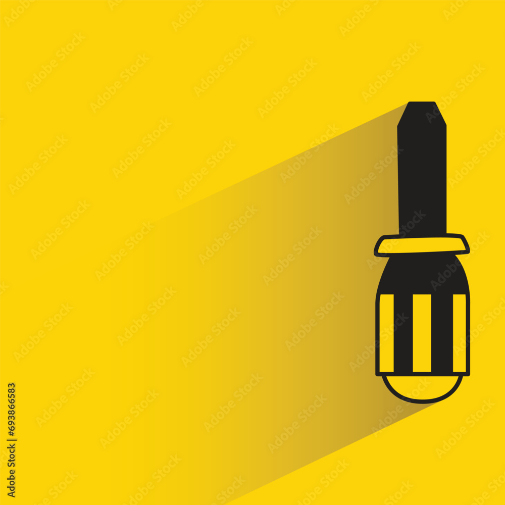 screwdriver tool icon with shadow on yellow background screwdriver tool icon with shadow on yellow background